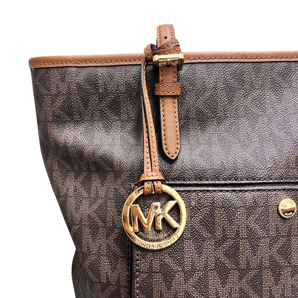 MICHAEL KORS Brown Jet Set Leather Pocket Tote - Picture 7 of 10